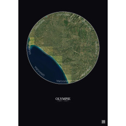 Affiche Olympie – Poster vue satellite 30km Couleur | Gravura – Fond foncé