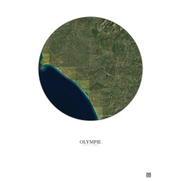 Olympie Satellite View Poster 30km Color | Gravura – Light background