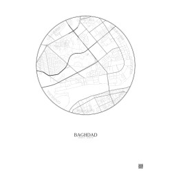 Affiche Baghdad – Poster carte de ville 2.5km | Gravura – Fond clair
