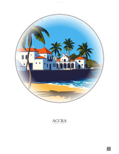 Affiche Accra – Poster illustration vintage – Accra | Gravura – Fond clair