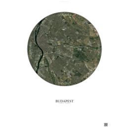 Budapest Satellite View Poster 10km Color | Gravura – Light background