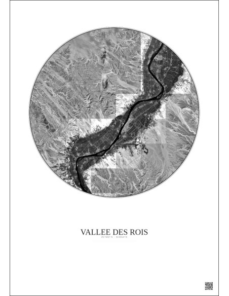 Vallee Des Rois Satellite View Poster 30km B&W | Gravura – Light background