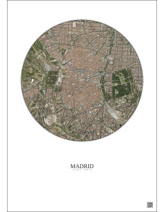 Madrid Satellite View Poster 2.5km Color | Gravura – Light background 2