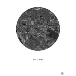 Affiche Budapest – Poster vue satellite 6km N&B | Gravura – Fond clair