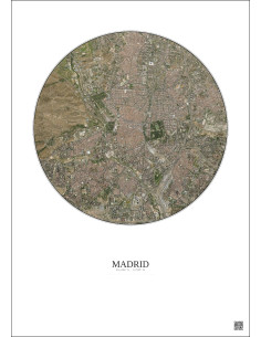 Madrid Satellite View Poster 6km Color | Gravura – Light background 2