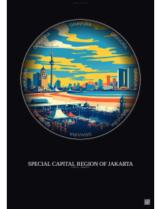 Affiche Special Capital Region Of Jakarta – Poster illustration vintage – Famous Viewpoint Of Special Capital Region Of Jakarta 