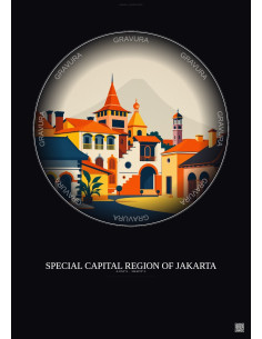 Affiche Special Capital Region Of Jakarta – Poster illustration vintage – Historic Old Town Of Special Capital Region Of Jakarta