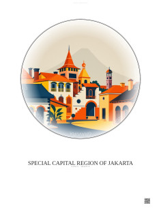 Affiche Special Capital Region Of Jakarta – Poster illustration vintage – Historic Old Town Of Special Capital Region Of Jakarta