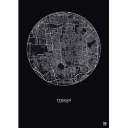 Affiche Tehran – Poster carte de ville 10km | Gravura – Fond foncé
