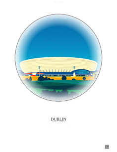 Affiche Dublin – Poster illustration vintage – Aviva Stadium | Gravura – Fond clair