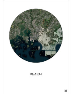 Affiche Helsinki – Poster vue satellite 10km Couleur | Gravura – Fond clair 2
