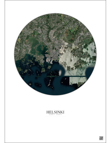 Affiche Helsinki – Poster vue satellite 10km Couleur | Gravura – Fond clair