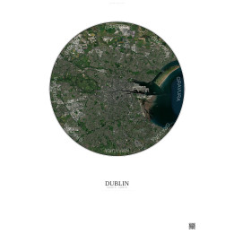 Affiche Dublin – Poster vue satellite 10km Couleur | Gravura – Fond clair