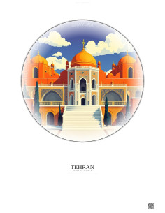 Affiche Tehran – Poster illustration vintage – Golestan Palace | Gravura – Fond clair