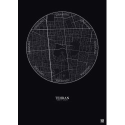 Affiche Tehran – Poster carte de ville 2.5km | Gravura – Fond foncé