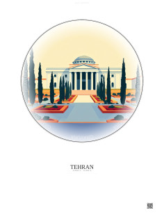 Affiche Tehran – Poster illustration vintage – University Of Tehran | Gravura – Fond clair