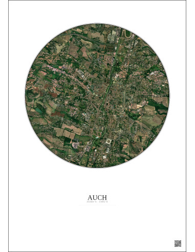Auch Satellite View Poster 2.5km Color | Gravura – Light background