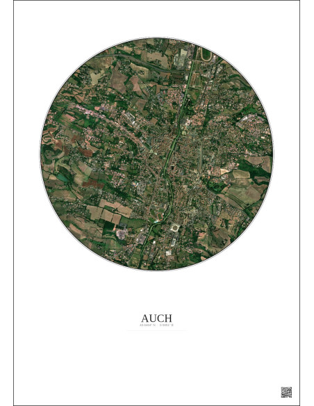 Auch Satellite View Poster 2.5km Color | Gravura – Light background