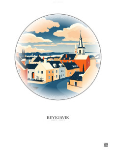 Reykjavik Vintage Travel Poster – Historic Old Town Of Reykjavik | Gravura – Light background