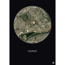 Baghdad Satellite View Poster 2.5km Color | Gravura – Dark background