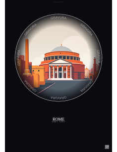Affiche Rome – Poster illustration vintage – Pantheon | Gravura – Fond foncé
