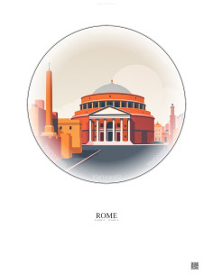 Affiche Rome – Poster illustration vintage – Pantheon | Gravura – Fond clair