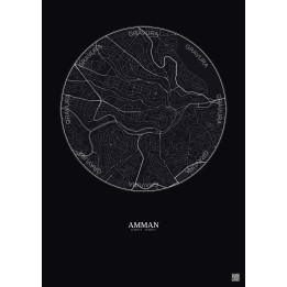 Affiche Amman – Poster carte de ville 2.5km | Gravura – Fond foncé