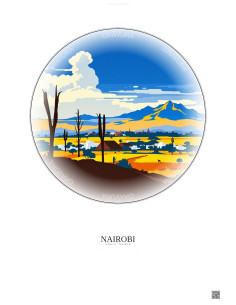 Affiche Nairobi – Poster illustration vintage – Nairobi | Gravura – Fond clair