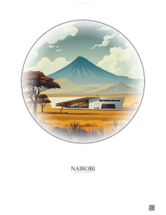 Affiche Nairobi – Poster illustration vintage – National Museums Of Kenya | Gravura – Fond clair