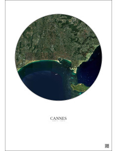 Affiche Cannes – Poster vue satellite 5km Couleur | Gravura – Fond clair 2