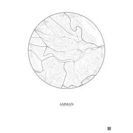 Affiche Amman – Poster carte de ville 2.5km | Gravura – Fond clair