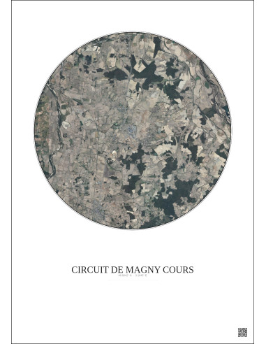 Circuit De Magny Cours Satellite View Poster 10km Color | Gravura – Light background