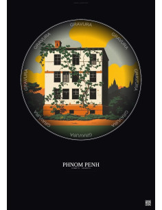 Affiche Phnom Penh – Poster illustration vintage – Tuol Sleng Torture Center | Gravura – Fond foncé
