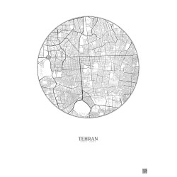 Affiche Tehran – Poster carte de ville 6km | Gravura – Fond clair