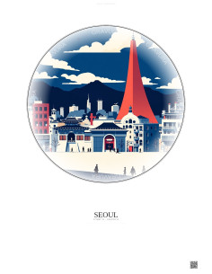 Affiche Seoul – Poster illustration vintage – Seoul | Gravura – Fond clair