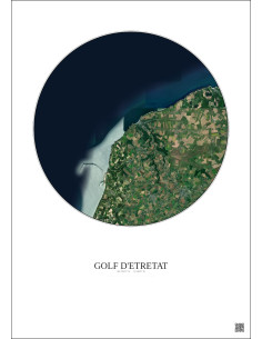 Affiche Golf D Etretat – Poster vue satellite 10km Couleur | Gravura – Fond clair 2