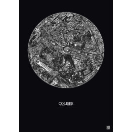 Colisee Satellite View Poster 1km B&W | Gravura – Dark background