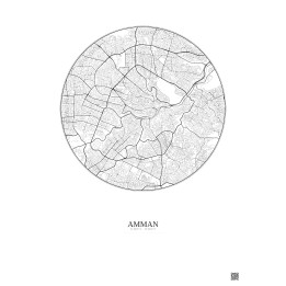 Affiche Amman – Poster carte de ville 6km | Gravura – Fond clair