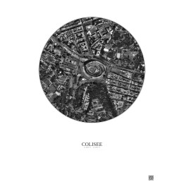 Affiche Colisee – Poster vue satellite 0.5km N&B | Gravura – Fond clair