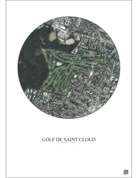 Golf De Saint Cloud Satellite View Poster 1km Color | Gravura – Light background