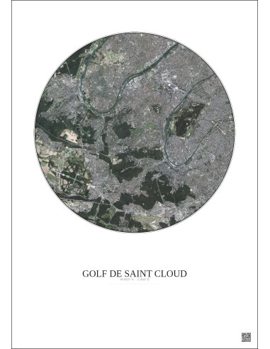 Golf De Saint Cloud Satellite View Poster 10km Color | Gravura – Light background