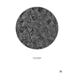 Affiche Colisee – Poster vue satellite 5km N&B | Gravura – Fond clair