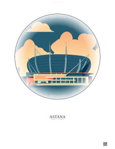 Affiche Astana – Poster illustration vintage – Astana Arena | Gravura – Fond clair