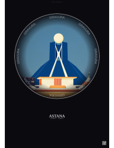 Affiche Astana – Poster illustration vintage – Astana | Gravura – Fond foncé