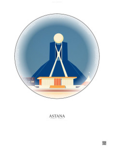 Affiche Astana – Poster illustration vintage – Astana | Gravura – Fond clair