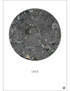 Affiche Lille – Poster vue satellite 5km Couleur | Gravura – Fond clair 2