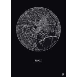 Affiche Tokyo – Poster carte de ville 10km | Gravura – Fond foncé