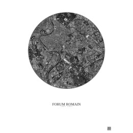 Forum Romain Satellite View Poster 2.5km B&W | Gravura – Light background