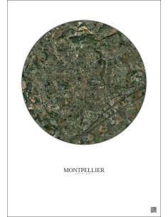 Affiche Montpellier – Poster vue satellite 5km Couleur | Gravura – Fond clair 2