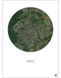Affiche Nancy – Poster vue satellite 6km Couleur | Gravura – Fond clair 2